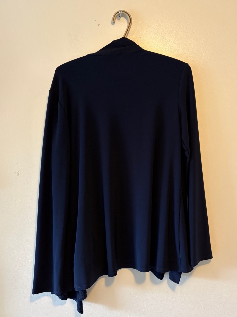 Compli K Dark Navy Blue Open-Front Draped Cardigan Size Medium Long Sleeve - Picture 3 of 7
